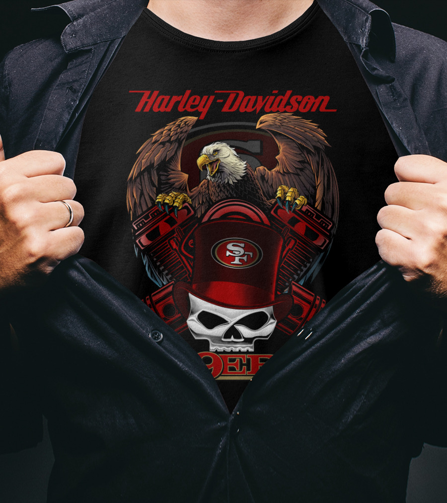 Harley Davidson Sf 49ers Eagle Skull Nfl 49ers T-Shirt