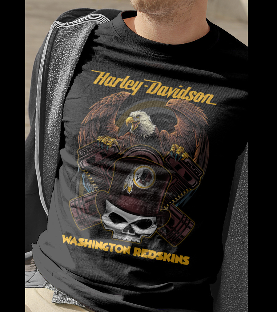 Harley Davidson Washington Redskins Eagle Skull T-Shirt