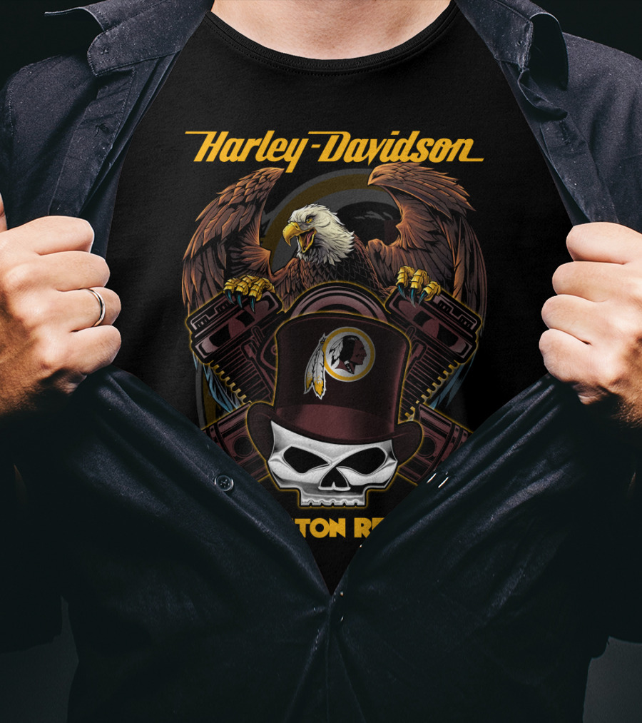 Harley Davidson Washington Redskins Eagle Skull T-Shirt
