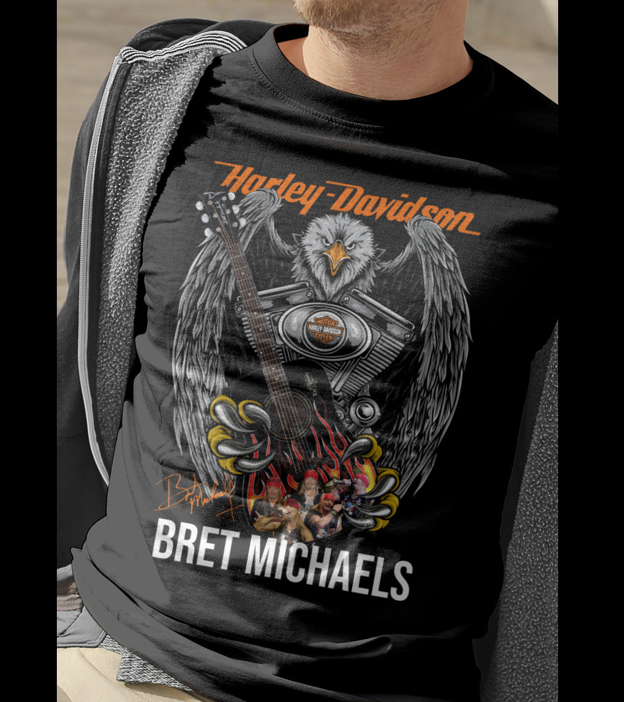 Harley Davidson Bret Michaels Eagle Guitar T-Shirt