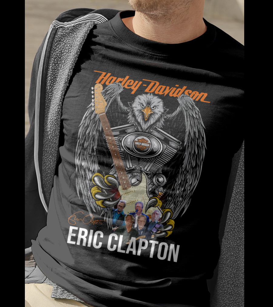 Harley Davidson Eagle With Guitar Eric Clapton T-Shirt