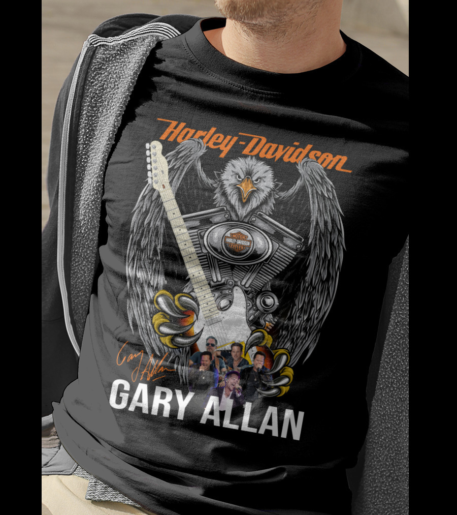 Harley Davidson 1903 Eagle Engine Guitar Gary Allan T-Shirt