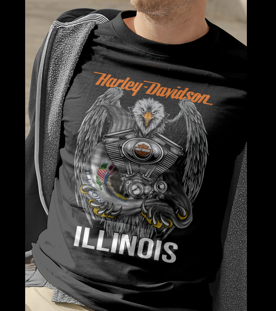 Harley Davidson Eagle Engine Illinois T-Shirt