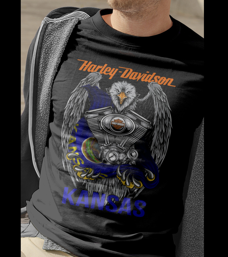 Harley Davidson Eagle Engine Kansas T-Shirt