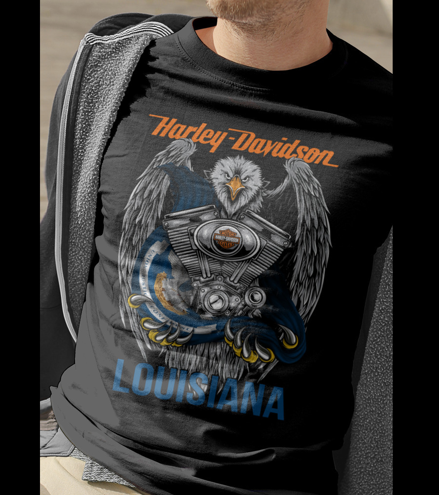 Harley Davidson Eagle Motor Engine Louisiana T-Shirt