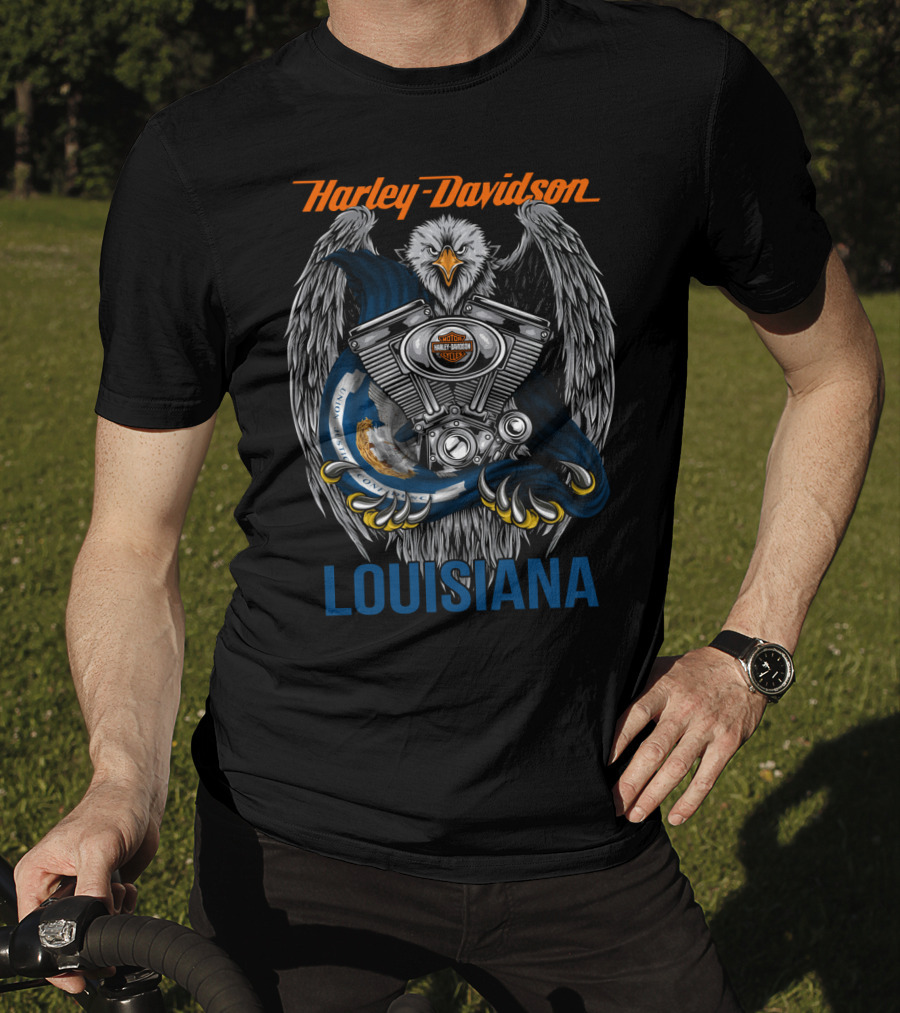 Harley Davidson Eagle Motor Engine Louisiana T-Shirt