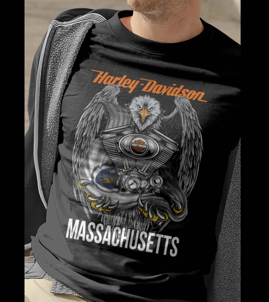 Harley Davidson Eagle Engine Massachusetts T-Shirt