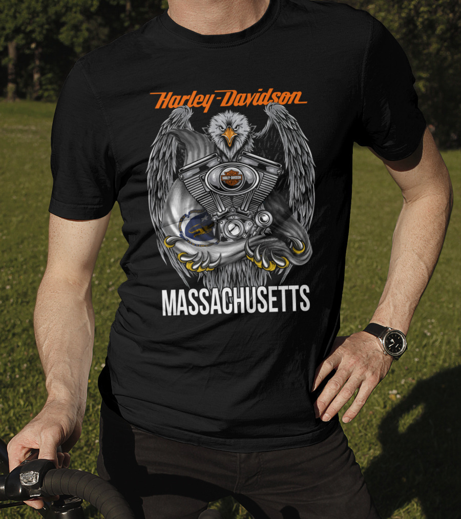 Harley Davidson Eagle Engine Massachusetts T-Shirt