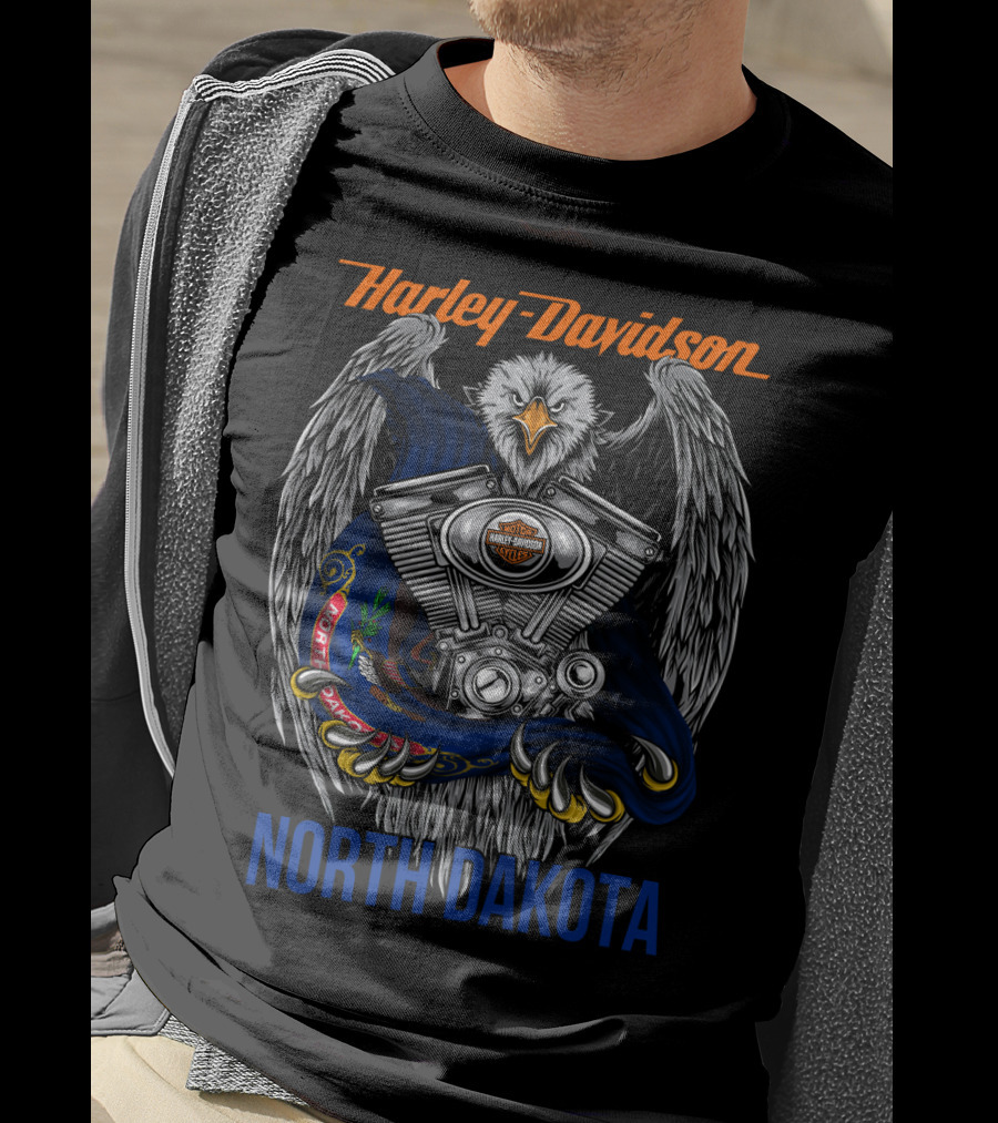 Harley Davidson North Dakota Eagle Engine T-Shirt