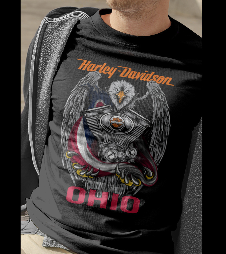 Harley Davidson Ohio Eagle Engine T-Shirt