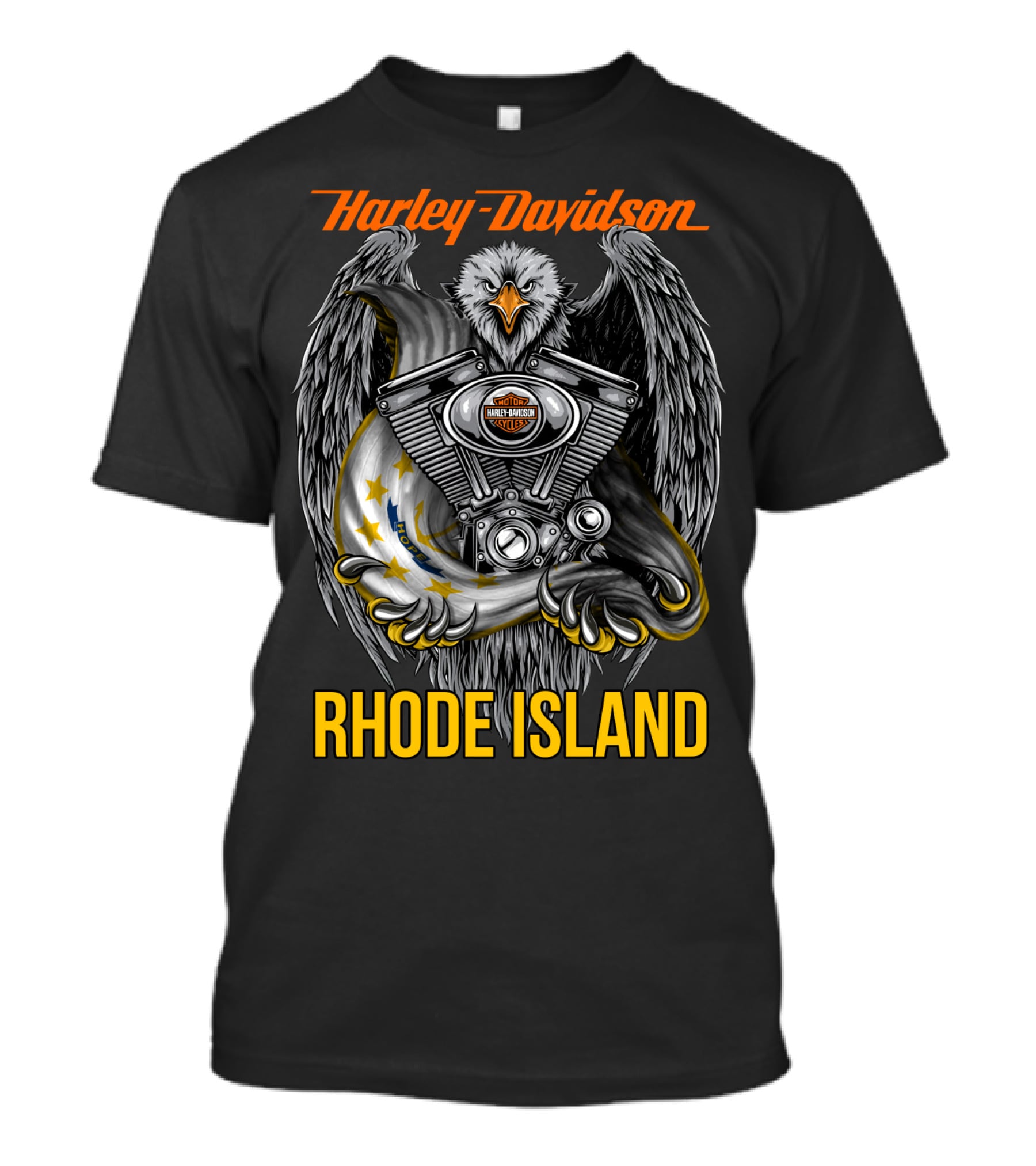 Harley Davidson Eagle Engine Rhode Island T-Shirt