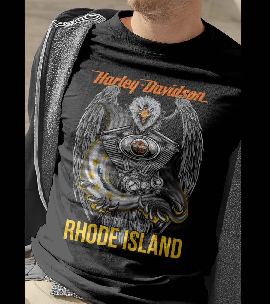 Harley Davidson Eagle Engine Rhode Island T-Shirt