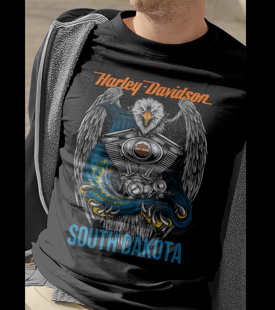 Harley Davidson Eagle Engine South Dakota Know Your Rights T-Shirt