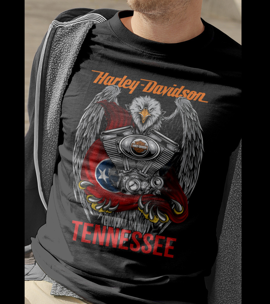 Harley Davidson Tennessee Eagle Engine Flag T-Shirt