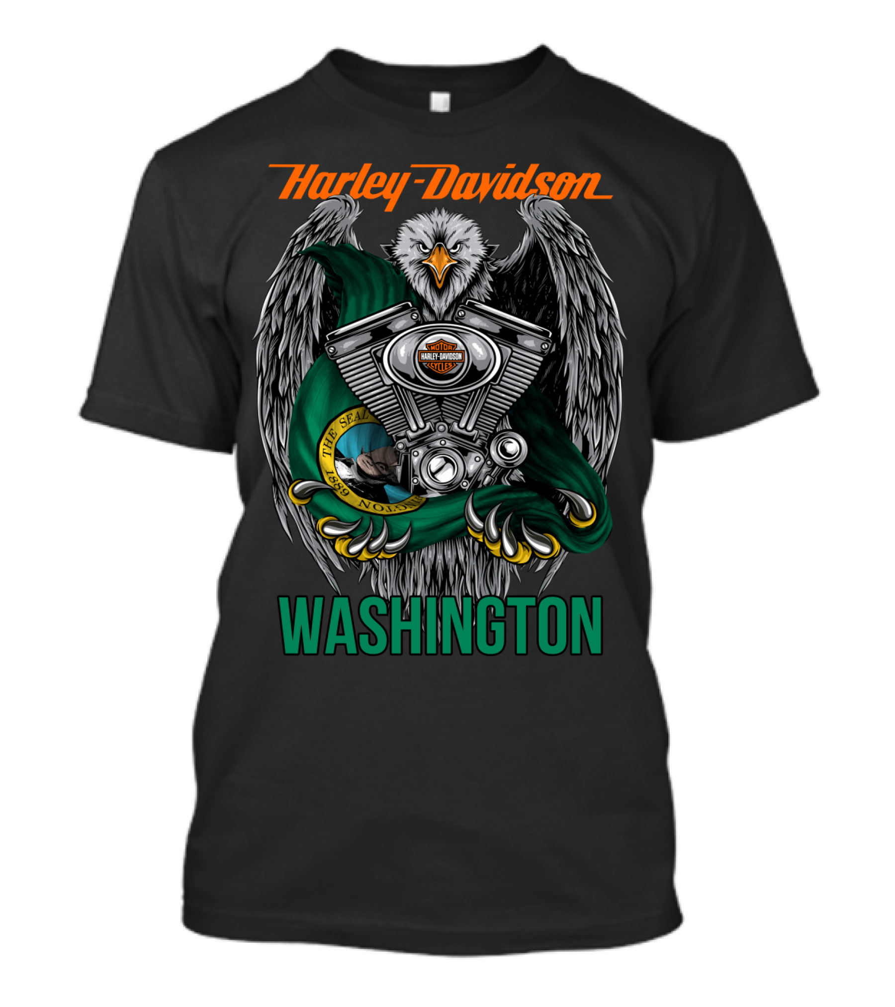 Harley Davidson Seattle Eagle Engine Washington T-Shirt
