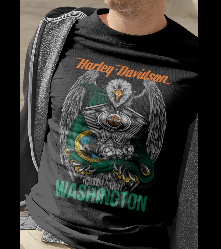 Harley Davidson Seattle Eagle Engine Washington T-Shirt