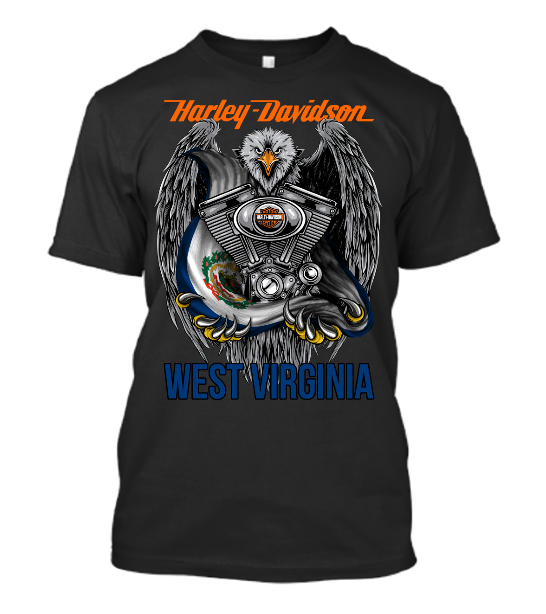 Harley Davidson West Virginia Eagle And Engine T-Shirt