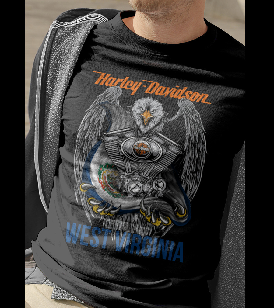 Harley Davidson West Virginia Eagle And Engine T-Shirt