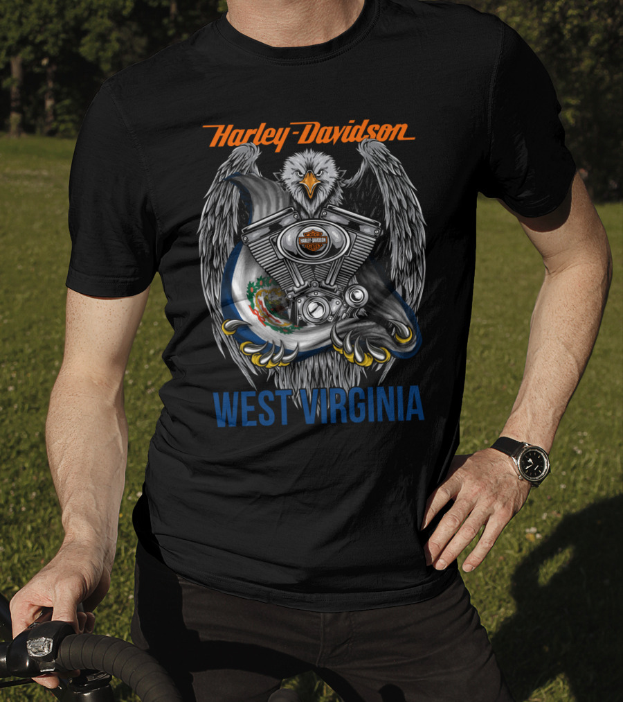 Harley Davidson West Virginia Eagle And Engine T-Shirt