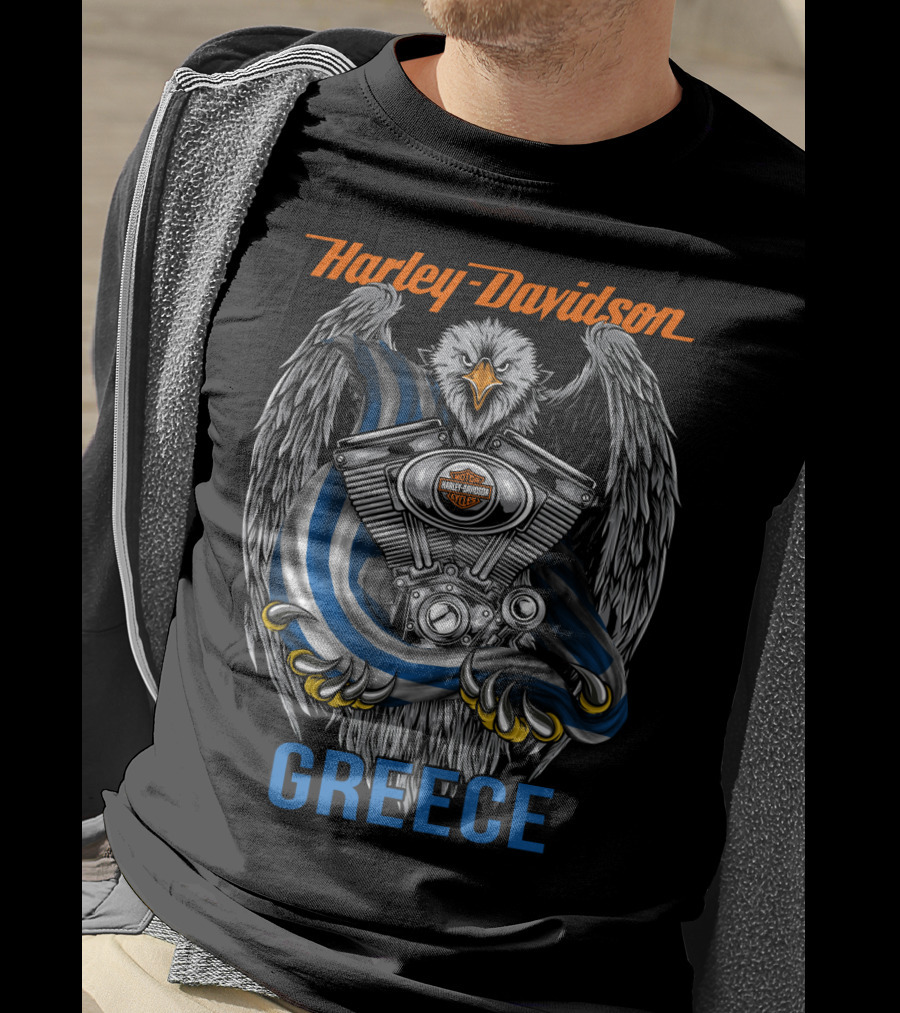 Harley Davidson Greece Eagle Engine T-Shirt