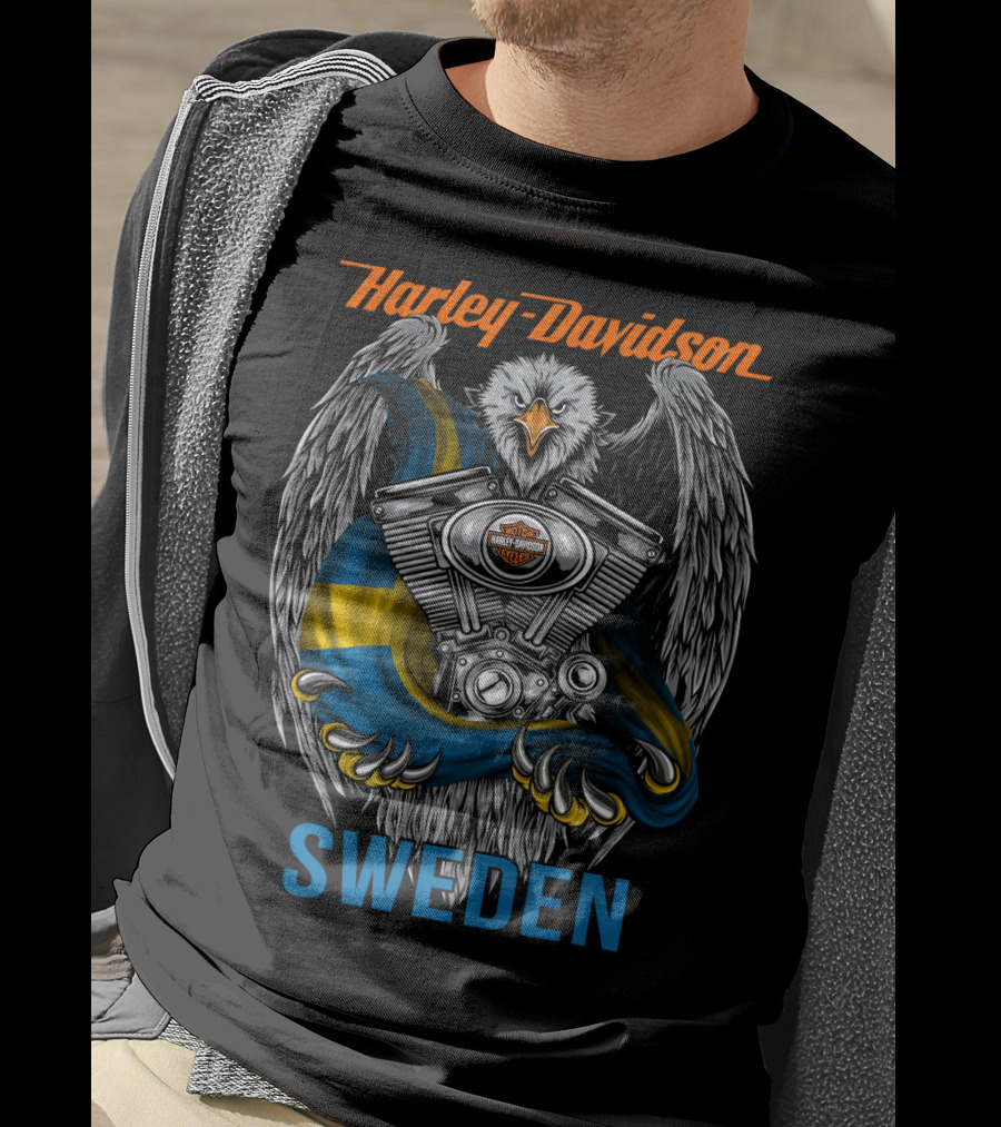 Harley Davidson Sweden Eagle Engine T-Shirt