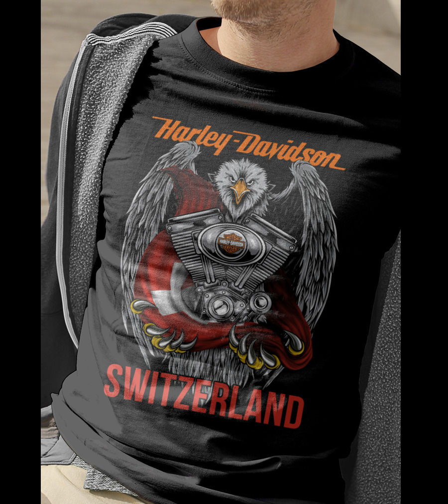 Harley Davidson Switzerland Eagle And Engine T-Shirt