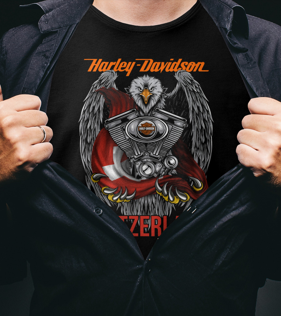 Harley Davidson Switzerland Eagle And Engine T-Shirt