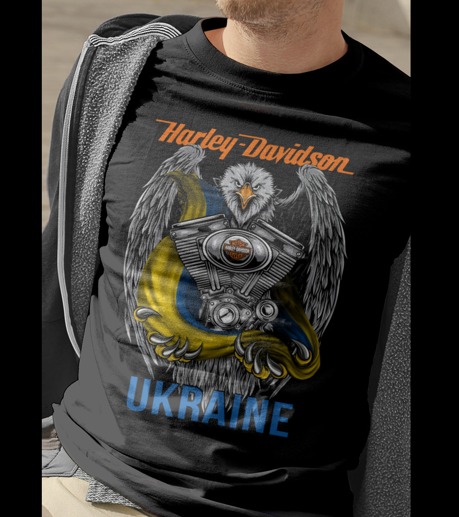 Harley Davidson Ukraine Eagle And Engine T-Shirt