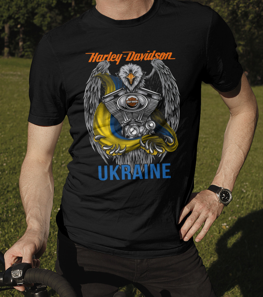 Harley Davidson Ukraine Eagle And Engine T-Shirt