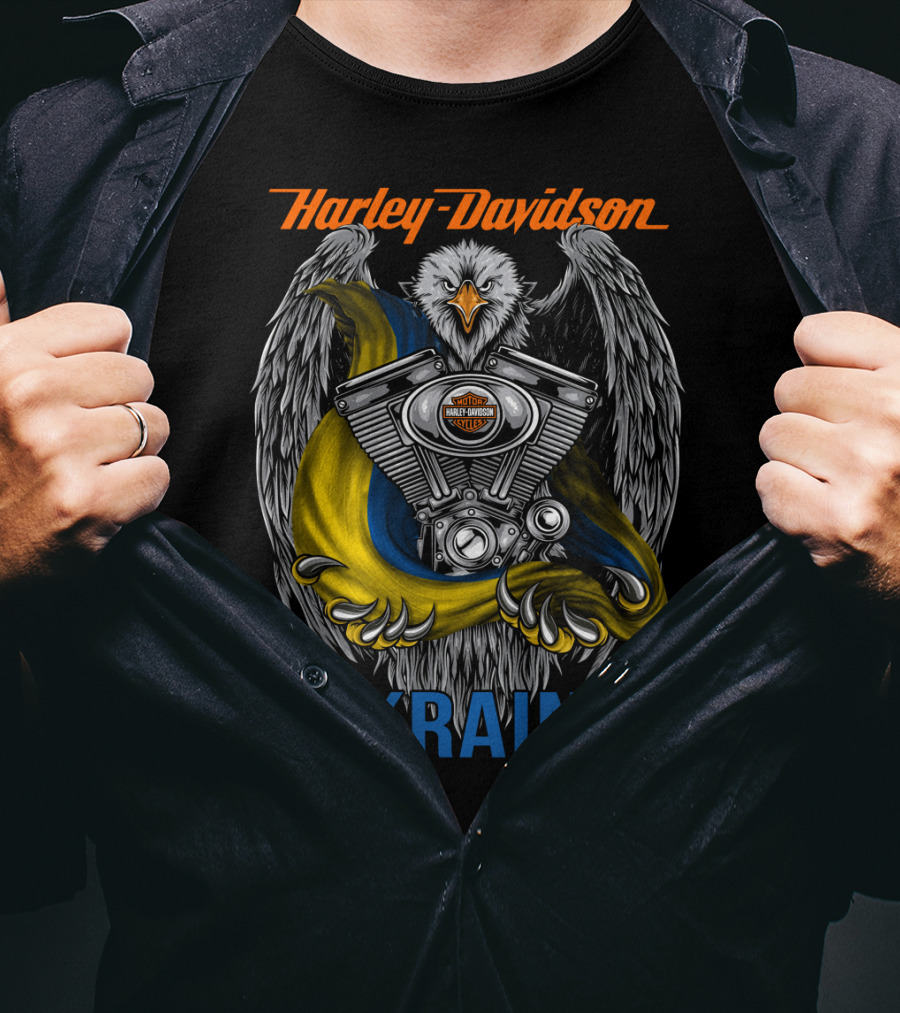 Harley Davidson Ukraine Eagle And Engine T-Shirt