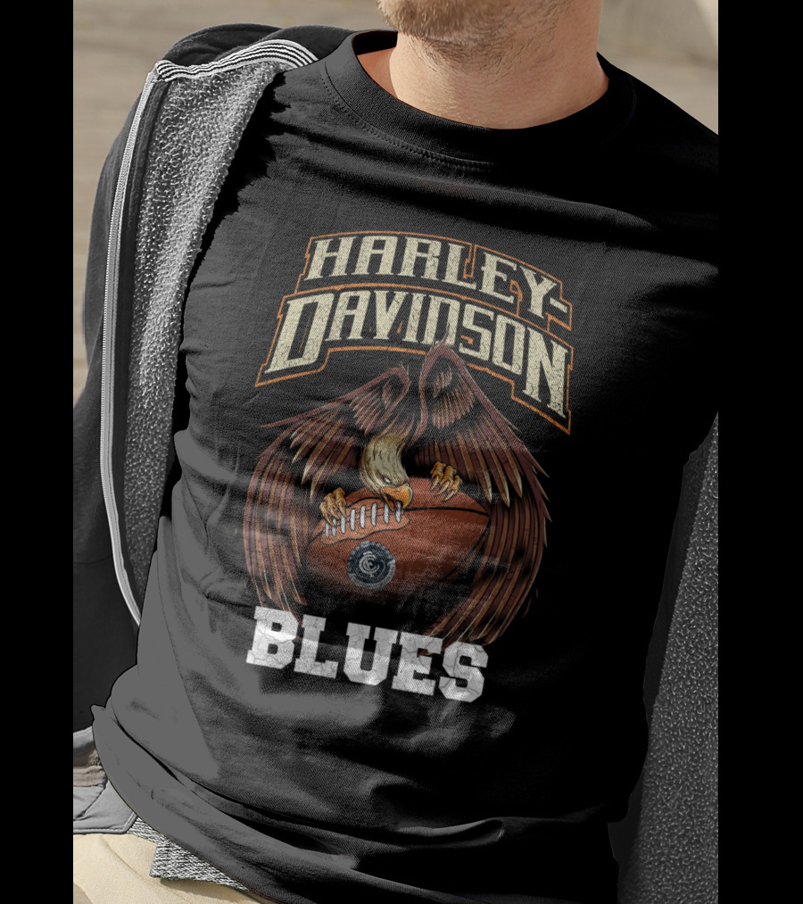 Harley Davidson Carlton Blues Eagle Football T-Shirt