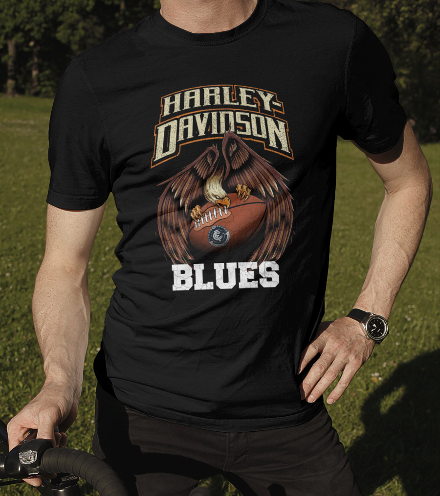 Harley Davidson Carlton Blues Eagle Football T-Shirt