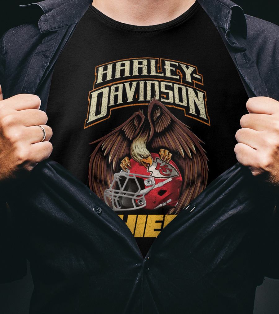 Harley Davidson Eagle Kansas City Chiefs Helmet Chiefs T-Shirt