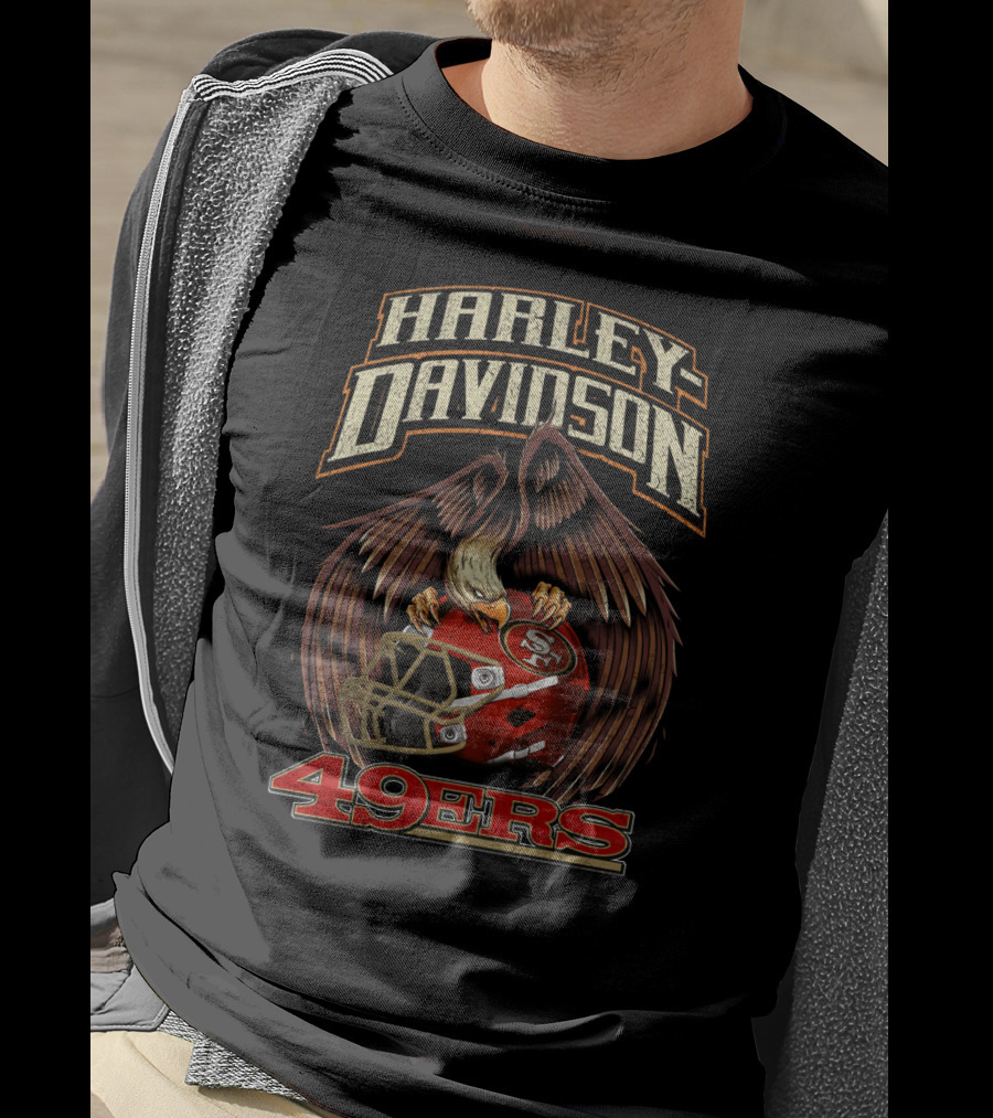 Harley Davidson San Francisco 49ers Hta 21 01 Eagle Helmet T-Shirt