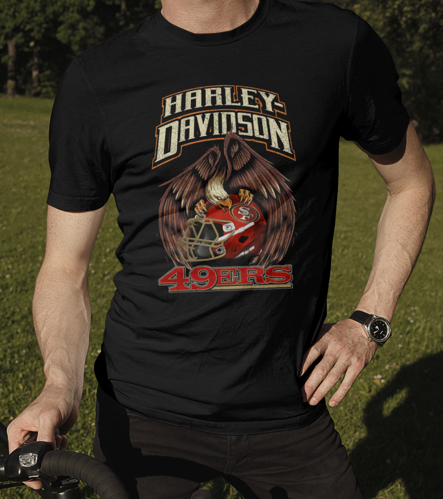 Harley Davidson San Francisco 49ers Hta 21 01 Eagle Helmet T-Shirt
