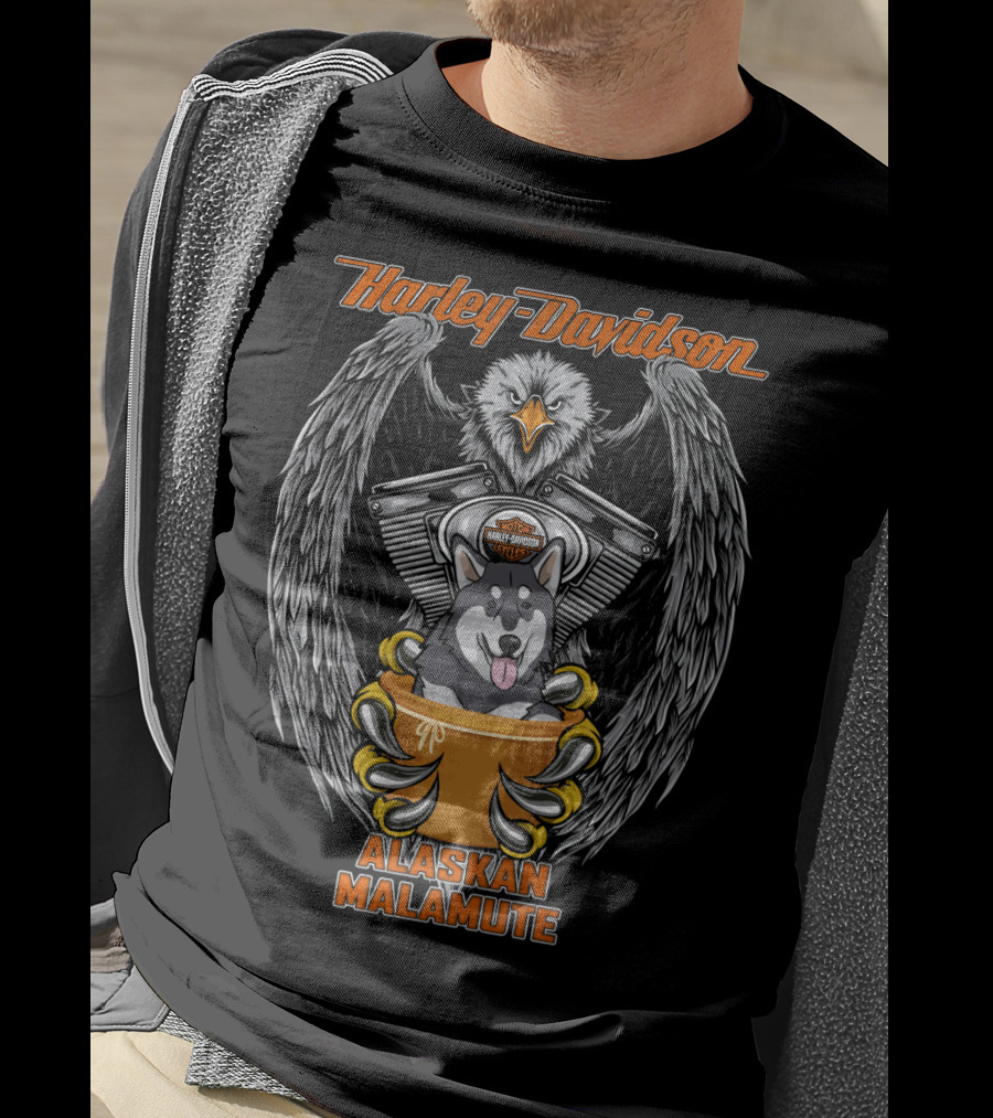 Harley Davidson Alaskan Malamute Eagle Engine T-Shirt