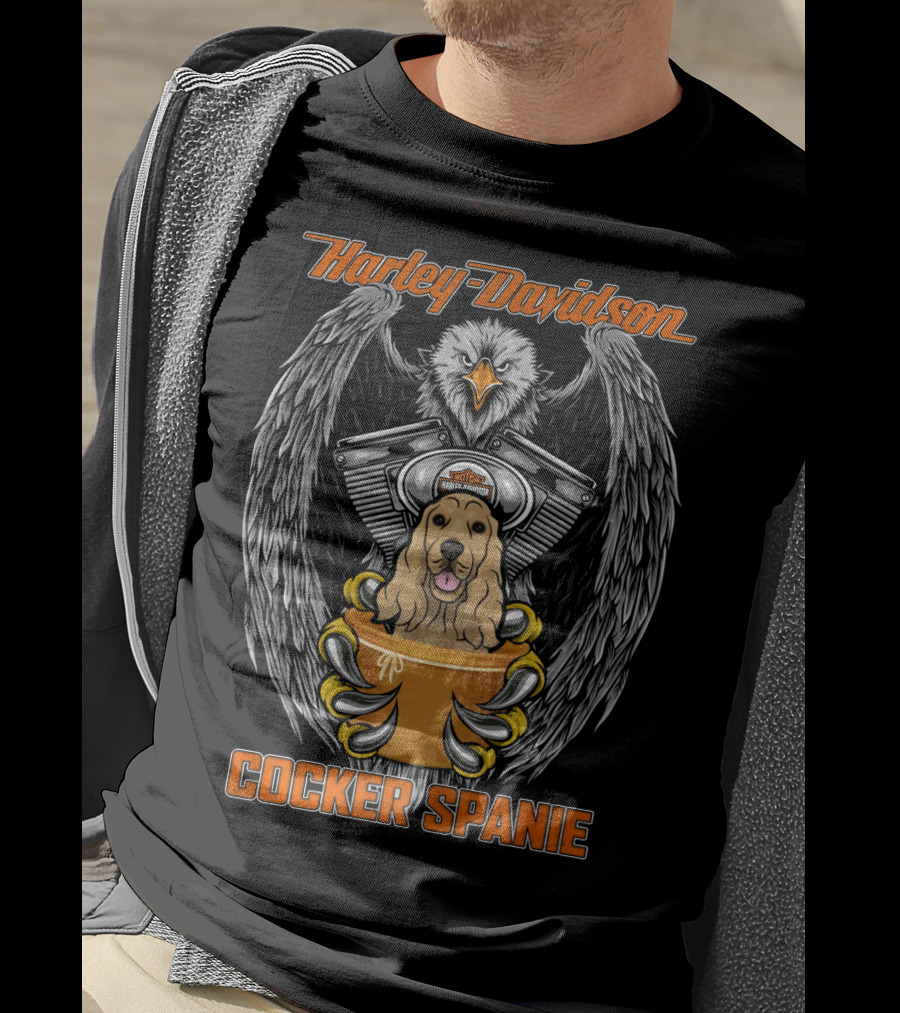 Harley Davidson Eagle Engine Cocker Spanie T-Shirt