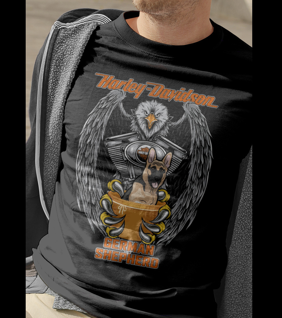 Harley Davidson German Shepherd Eagle Engine T-Shirt