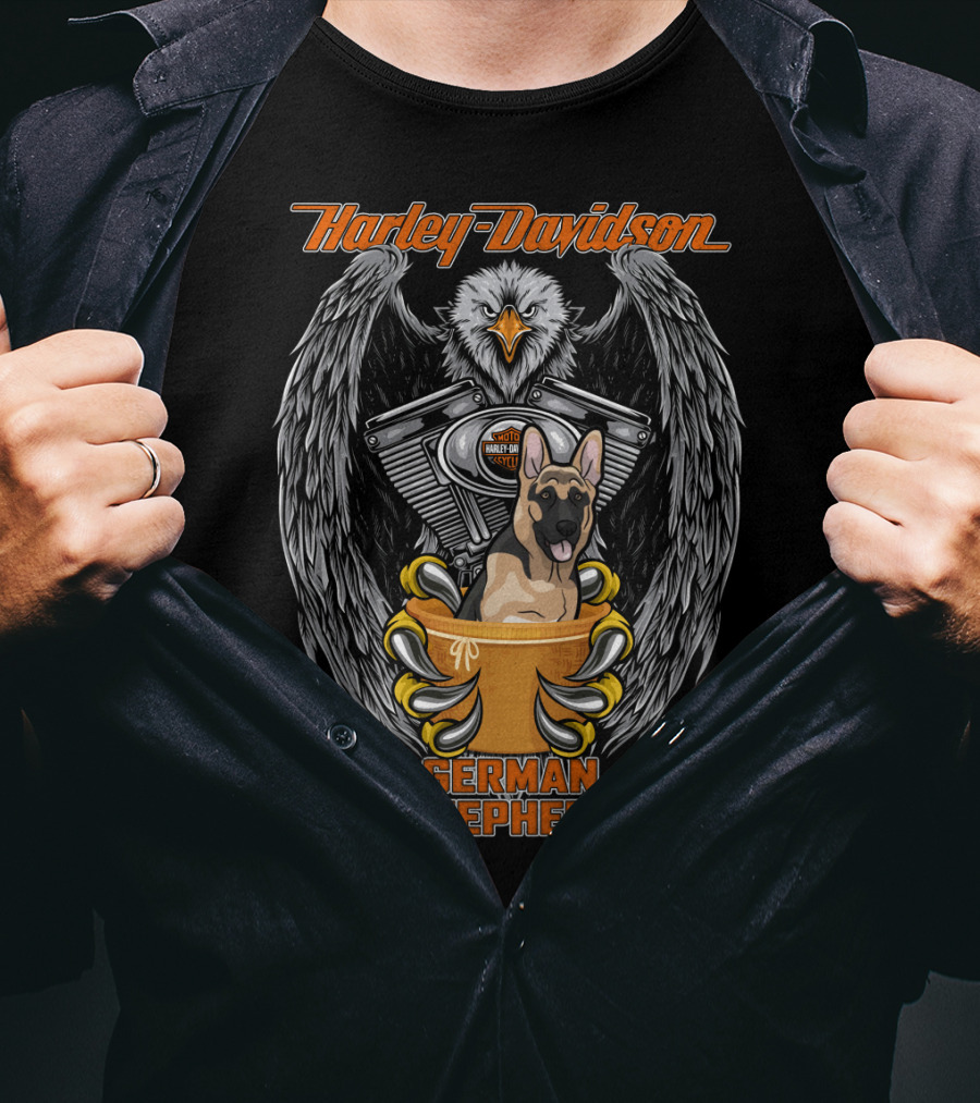 Harley Davidson German Shepherd Eagle Engine T-Shirt