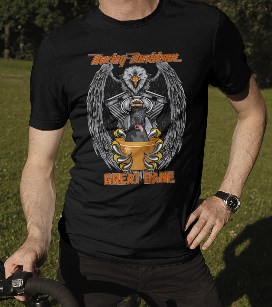 Harley Davidson Great Dane Eagle And Engine T-Shirt