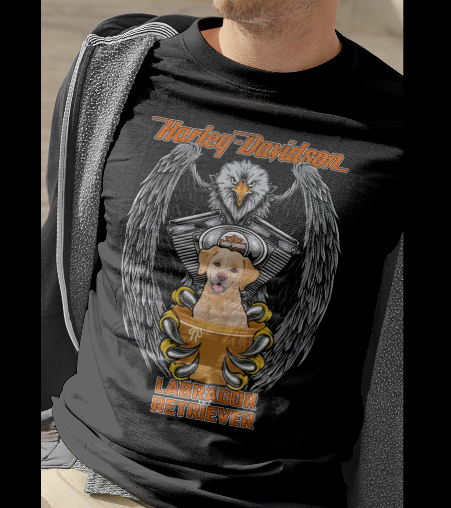 Harley Davidson Labrador Retriever Eagle Motif T-Shirt