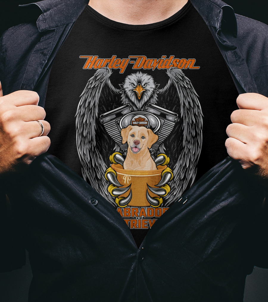 Harley Davidson Labrador Retriever Eagle Motif T-Shirt
