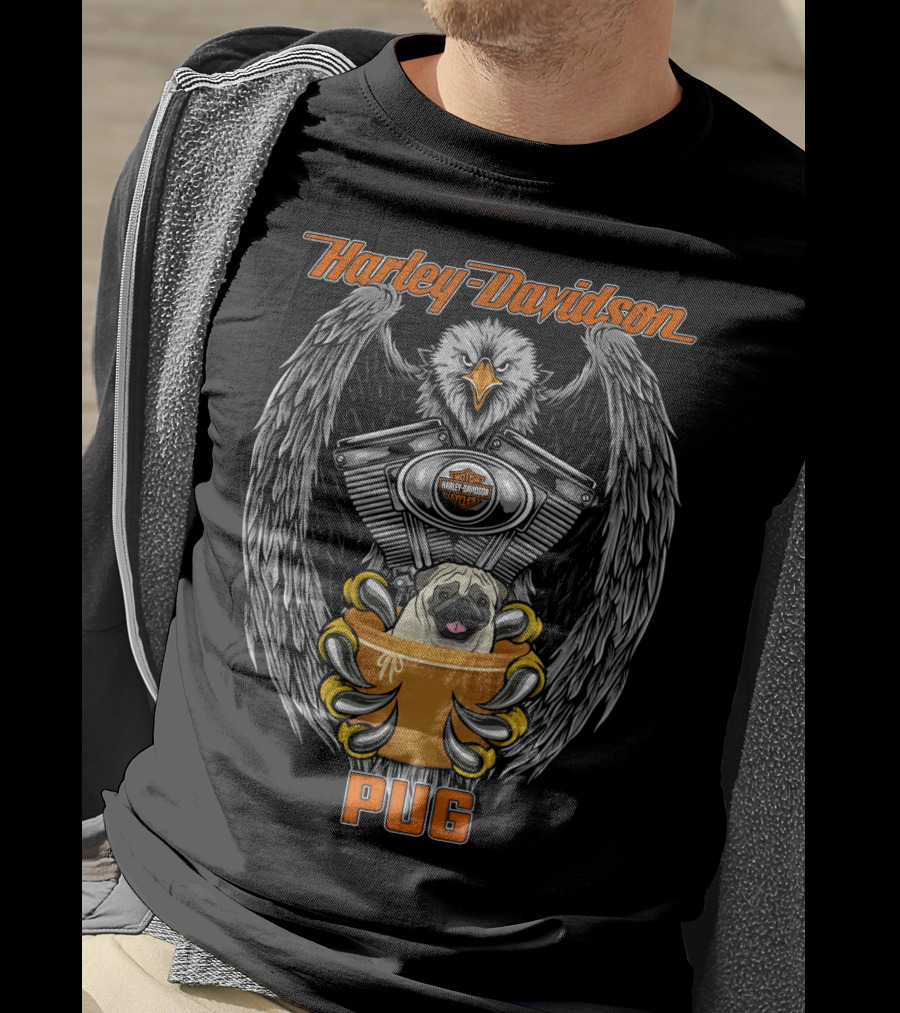 Harley Davidson Pug Eagle Engine T-Shirt