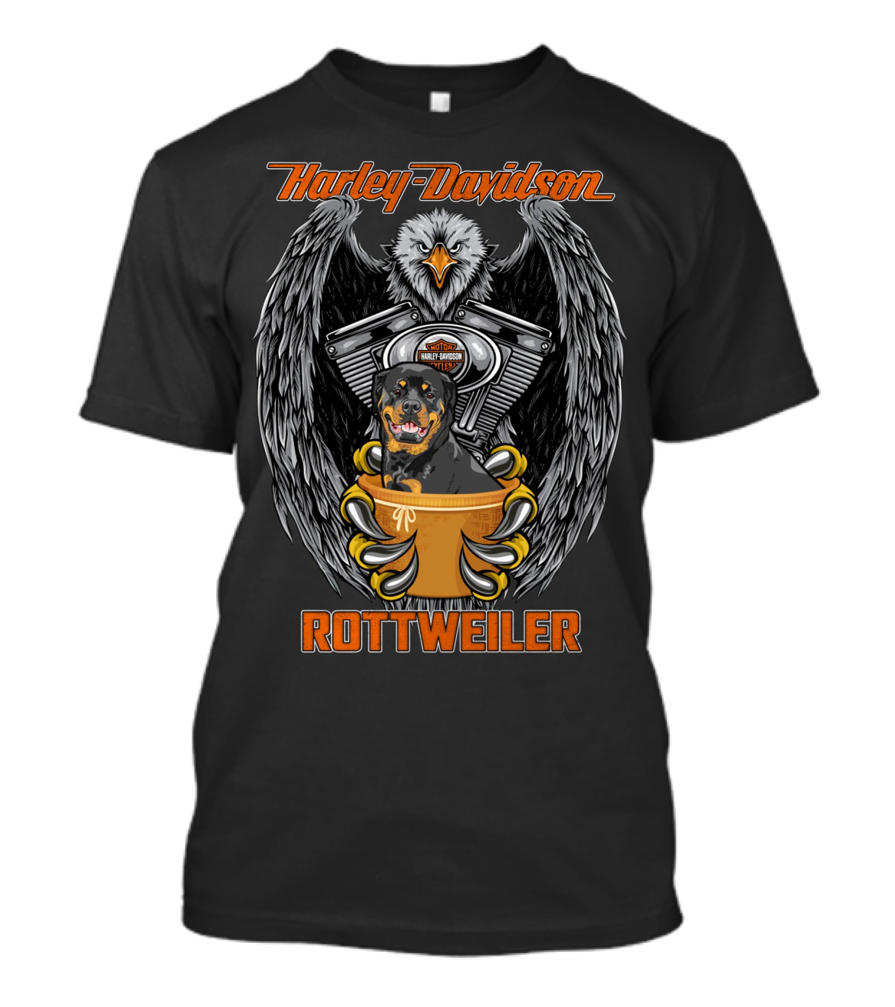 Harley Davidson Rottweiler Motor V-Twin Engine Eagle T-Shirt