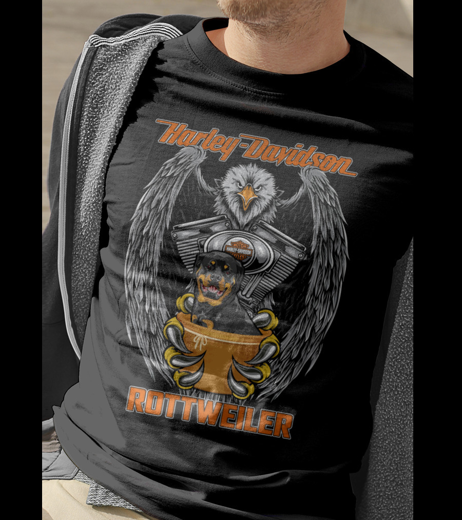 Harley Davidson Rottweiler Motor V-Twin Engine Eagle T-Shirt