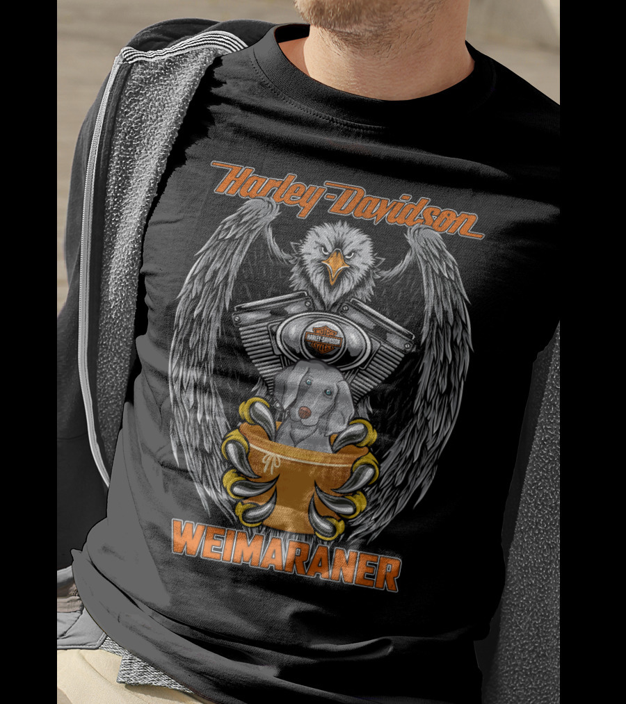 Harley Davidson Weimaraner Eagle Motorcycles T-Shirt