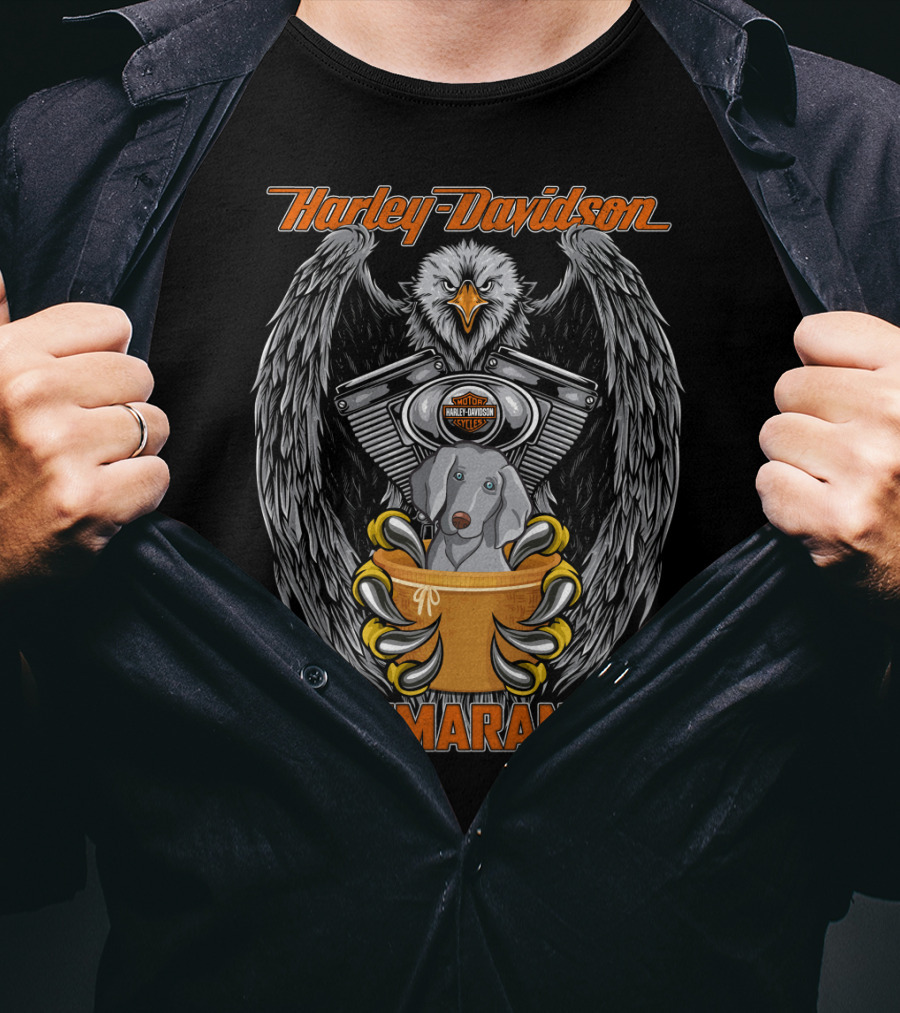 Harley Davidson Weimaraner Eagle Motorcycles T-Shirt
