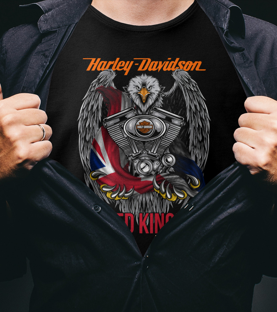 Harley Davidson United Kingdom Eagle Engine Flag T-Shirt