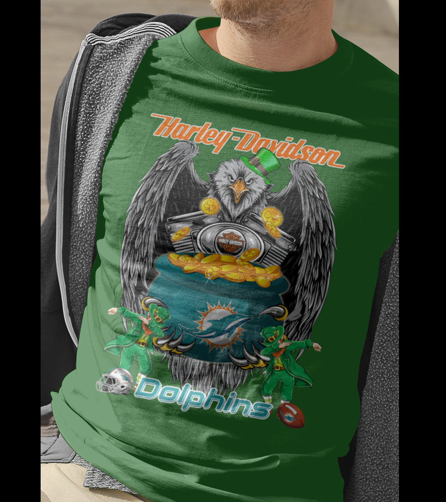 Harley Davidson Miami Dolphins Nfl Eagle Gold Coins T-Shirt