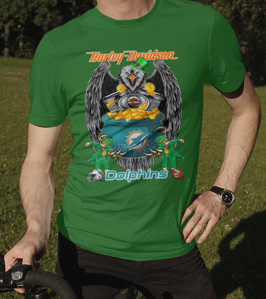 Harley Davidson Miami Dolphins Nfl Eagle Gold Coins T-Shirt